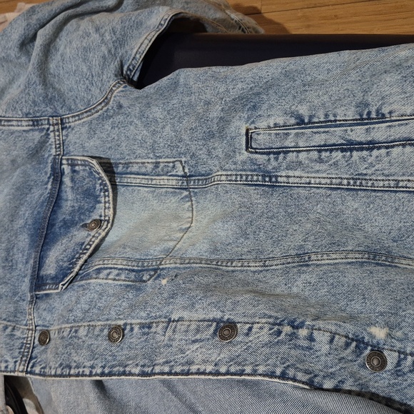 Free People Blue Denim Jacket with Gray Hood - Picture 14 of 16